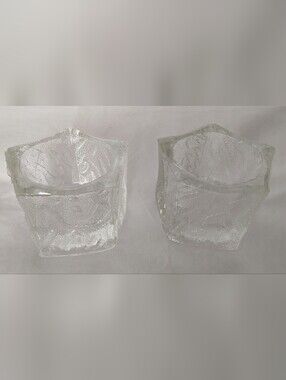 Clear Hexagonal Glass Candle Holders - Set of 2